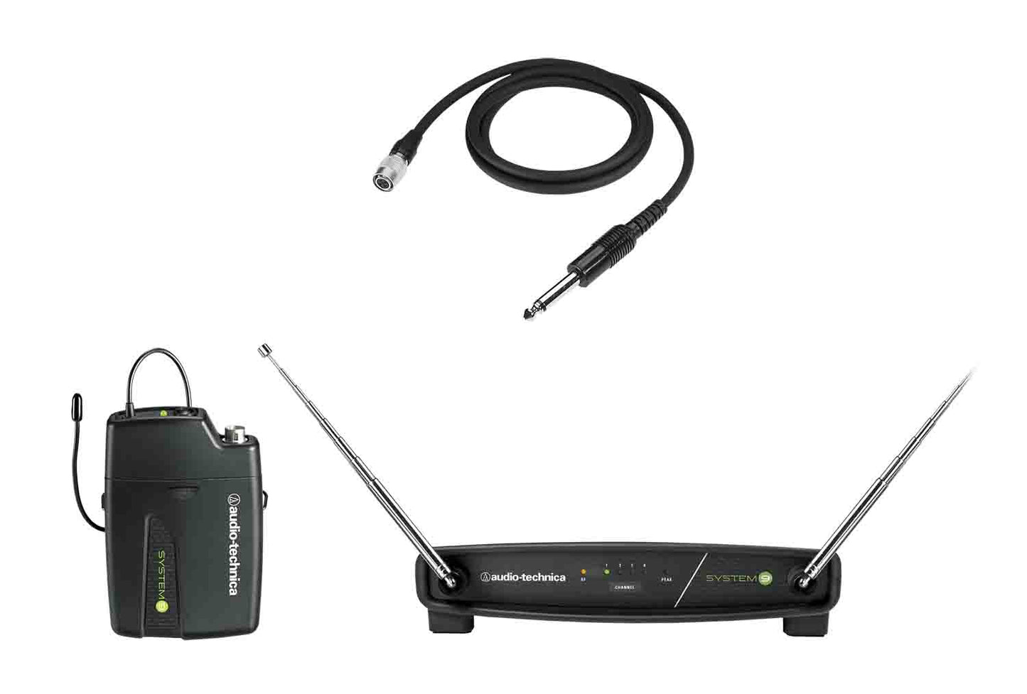 Audio Technica ATW-901A/G System 9 VHF Wireless Unipak System with AT-GcW Guitar, Instrument Input Cable - Hollywood DJ