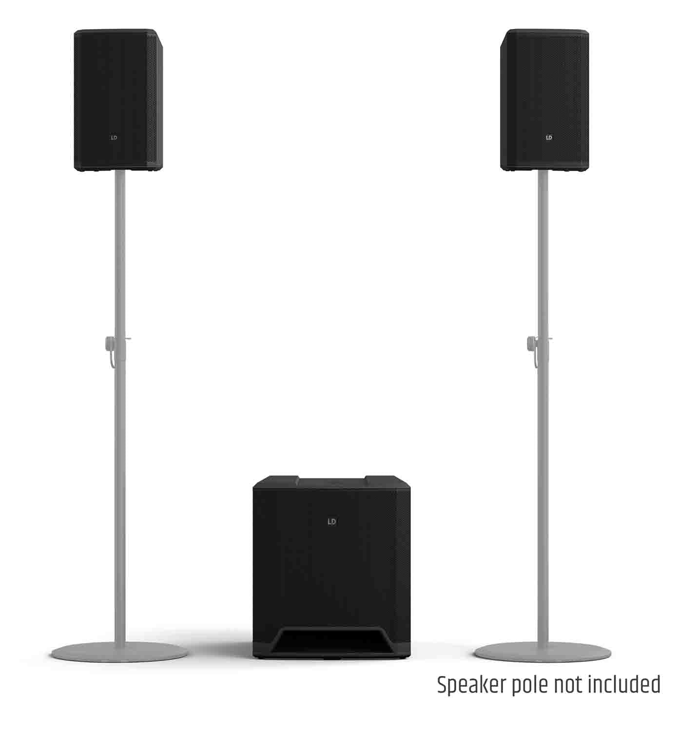 LD Systems DAVE 15 G4X Compact 2.1 Powered PA System with Bluetooth and Mixer - 1000W RMS