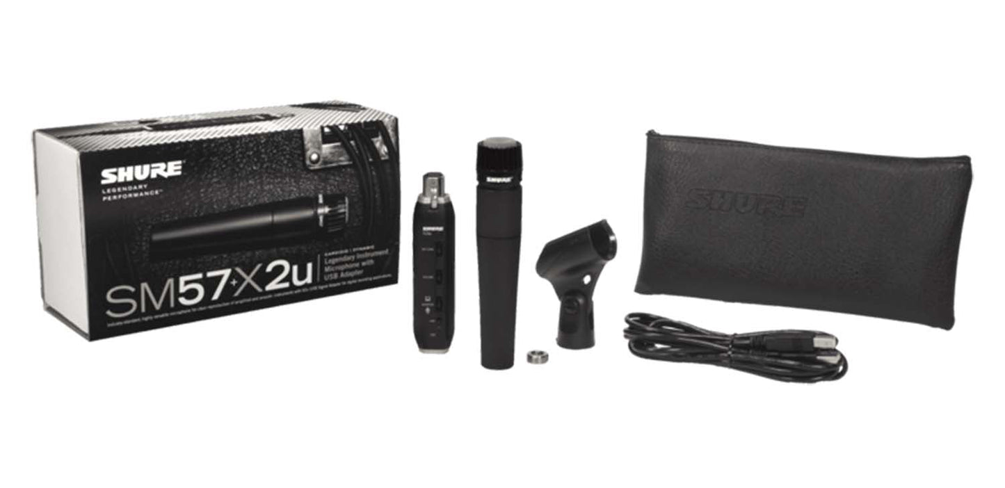 Shure SM57-X2U USB Digital Bundle with Instrument Microphone and XLR-to-USB Adapter - Hollywood DJ