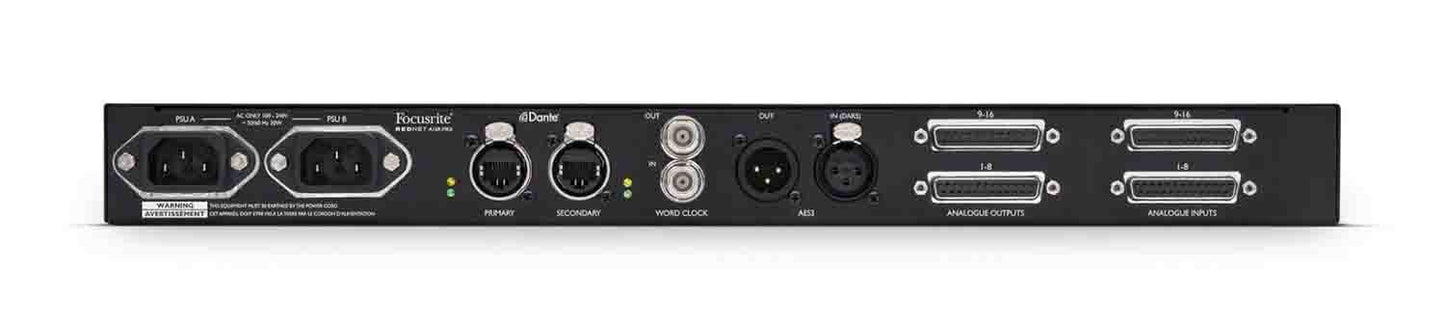 Focusrite Pro RedNet A16R MkII Rackmount 16x16 Dante Analog Audio Interface - Hollywood DJ