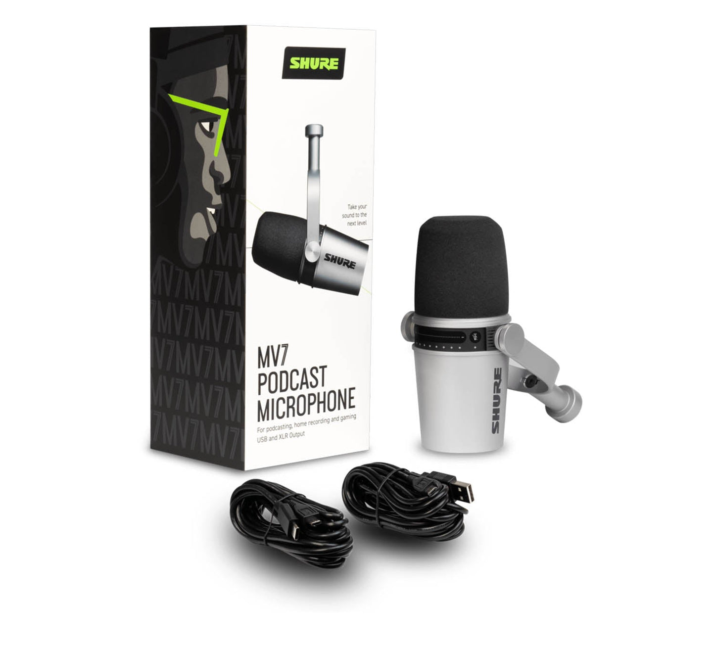 B-Stock: Shure MV7 USB Podcast Microphone - Silver - Hollywood DJ