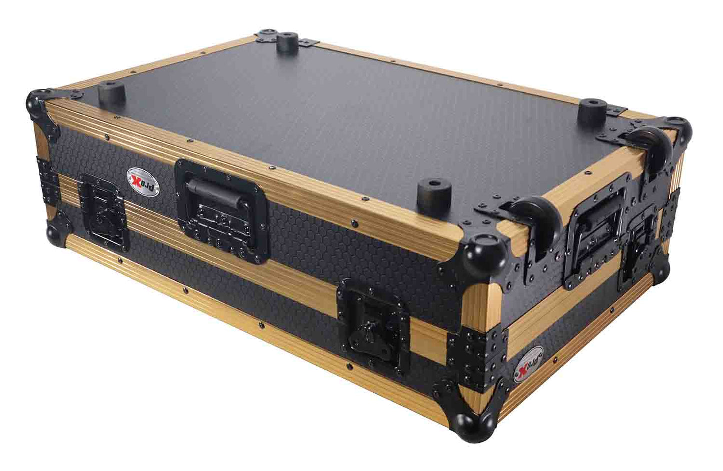 PROX XS-DDJREV7 WLT FGLD ATA Style Flight Case for Pioneer DDJ-REV7 DJ Controller with Laptop Shelf Wheels and 1U Rack Space - Hollywood DJ