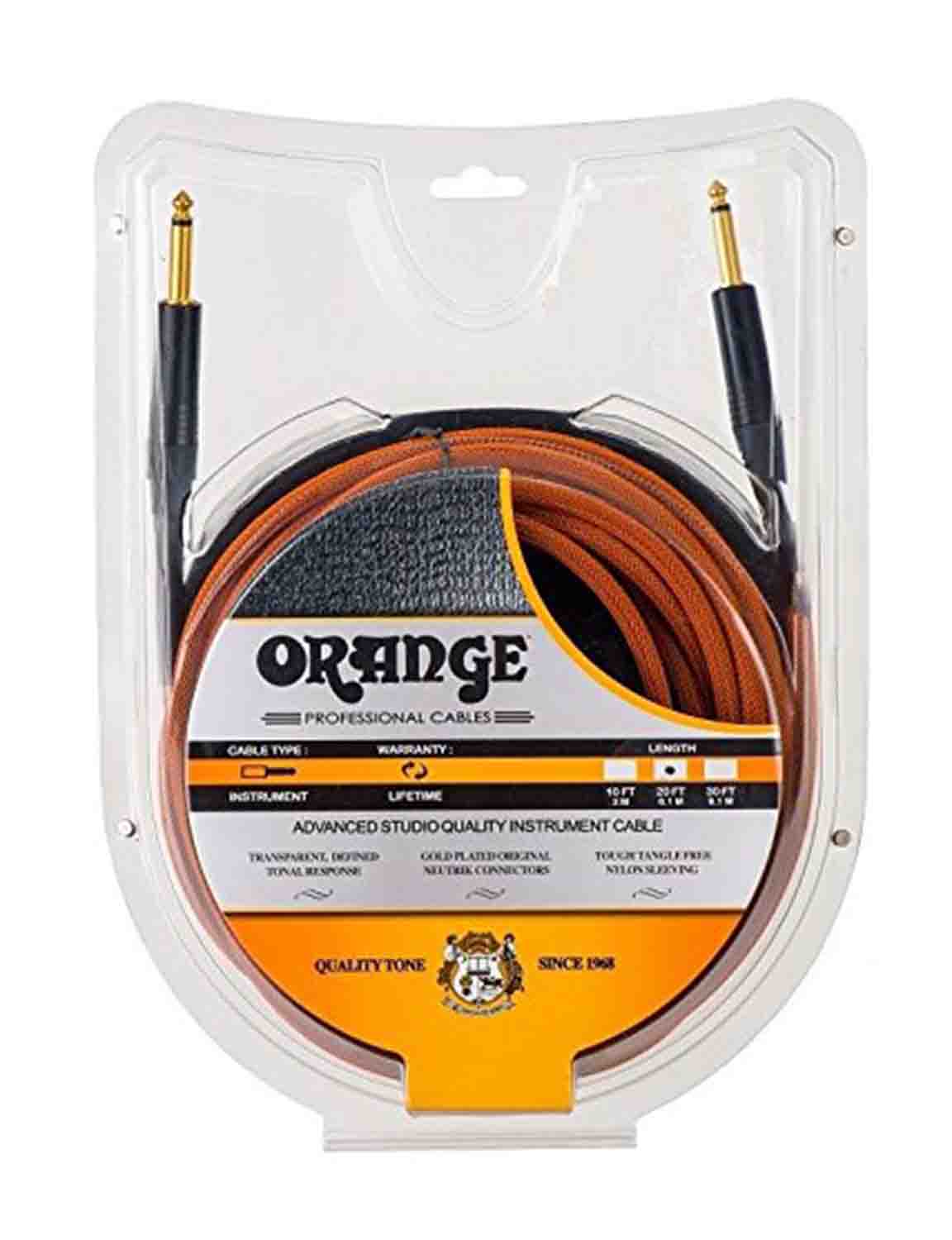 Orange Amplifiers CA-JJ-STIN-OR-10, 1/4 Inch Instrument Cable Orange - 10 Feet - Hollywood DJ