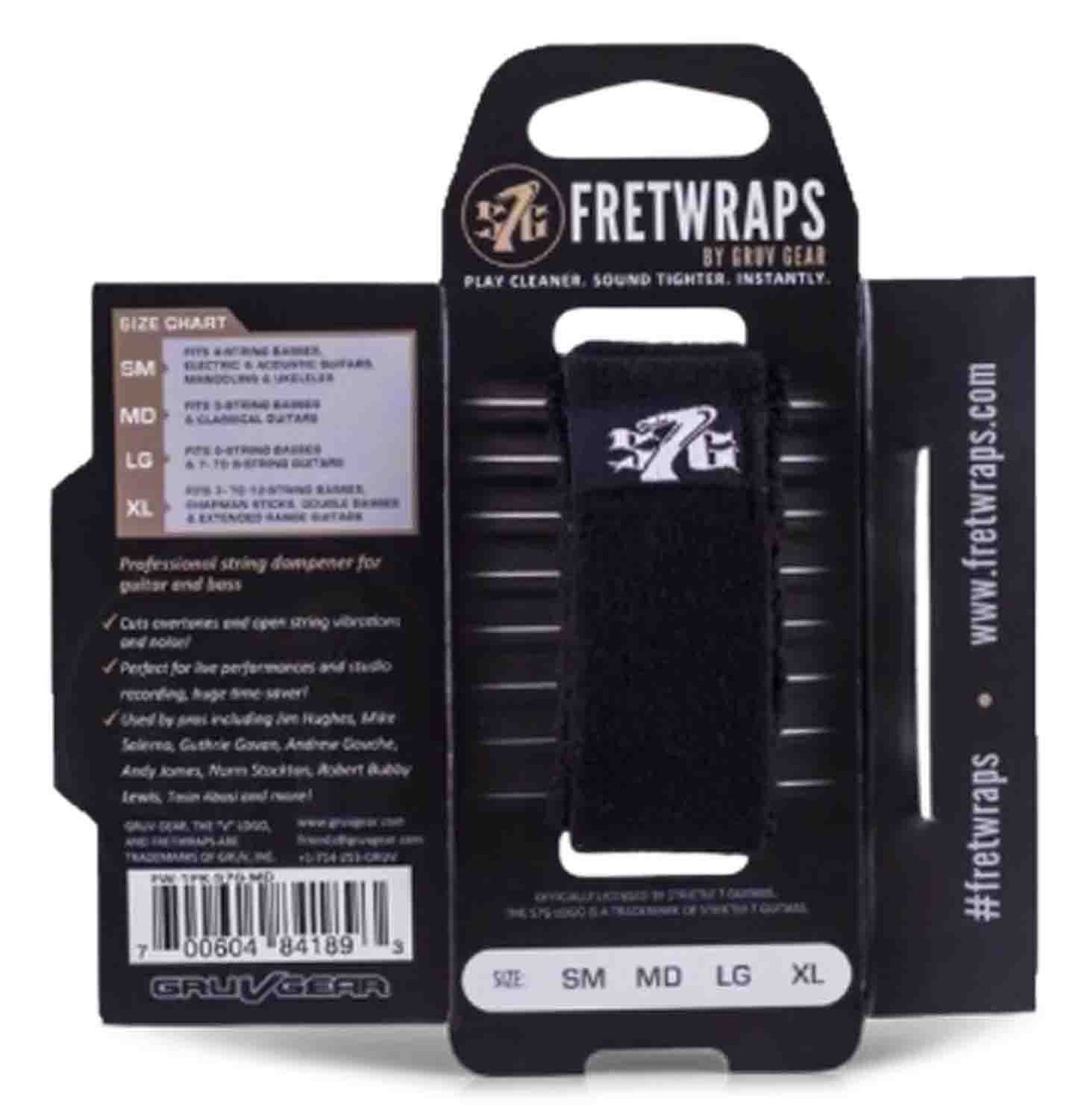 Gruv Gear FW-1PK-S7G-MD FretWraps String Muter 1-Pack (Black, Medium) (FW-1PK-S7G-MD) - Hollywood DJ