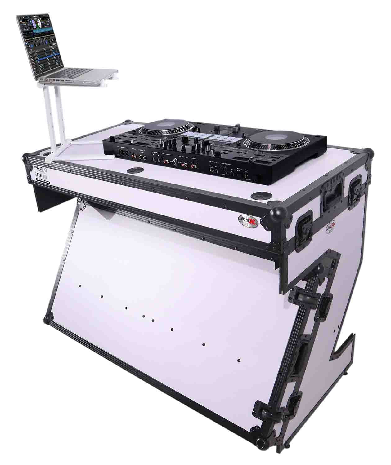 PROX XS-ZTABLE WH Flight Case Table Portable with Handles and Wheels - White - Hollywood DJ
