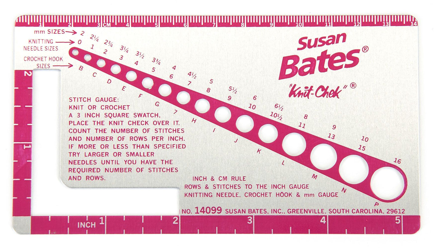 Susan Bates Metal Knit Gauge with Ruler - Fillory Yarn