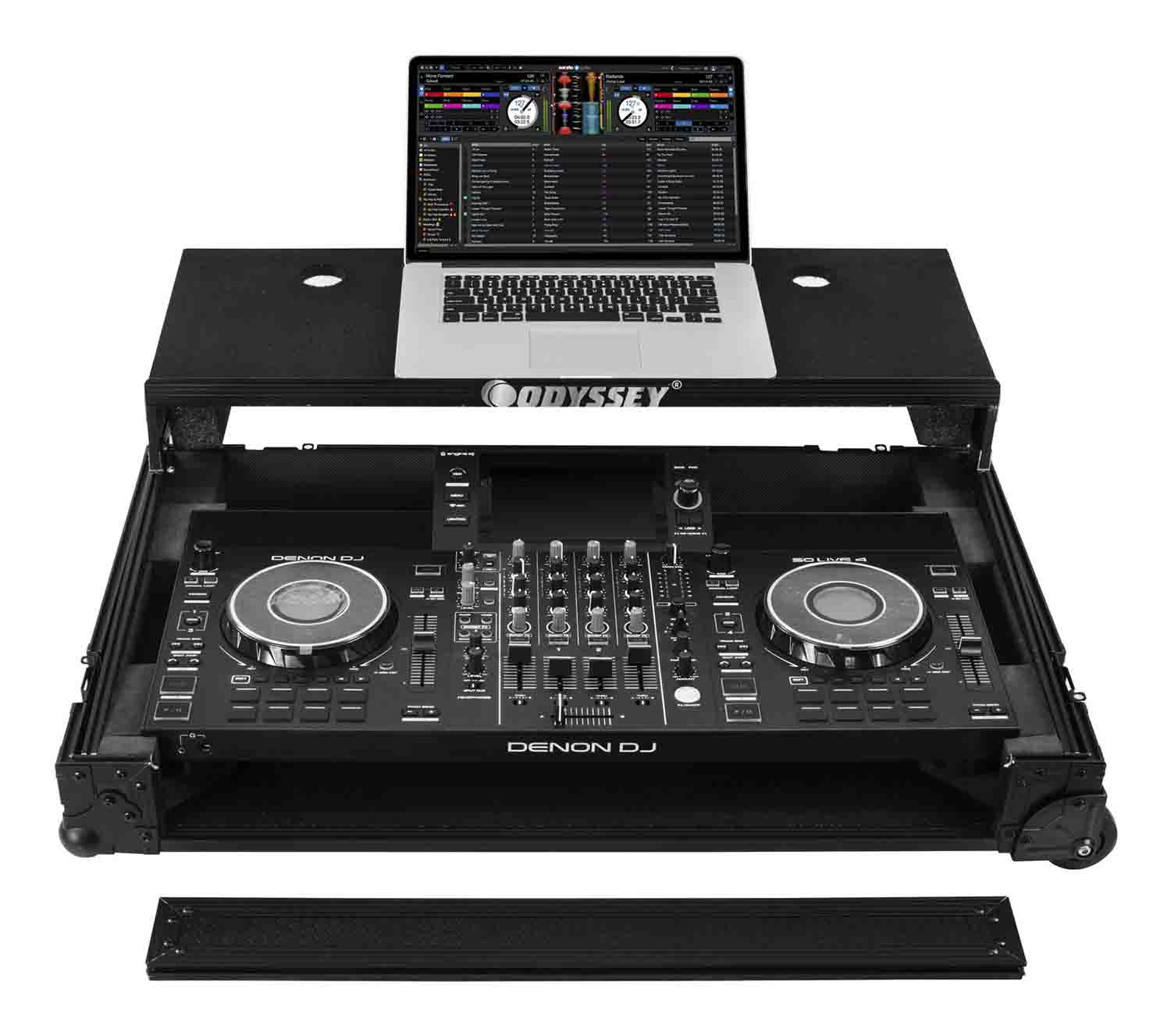 Odyssey 810SC4M DJ Flight Case with Glide Style Laptop Platform for Denon DJ SC LIVE 4 I-Board - Hollywood DJ