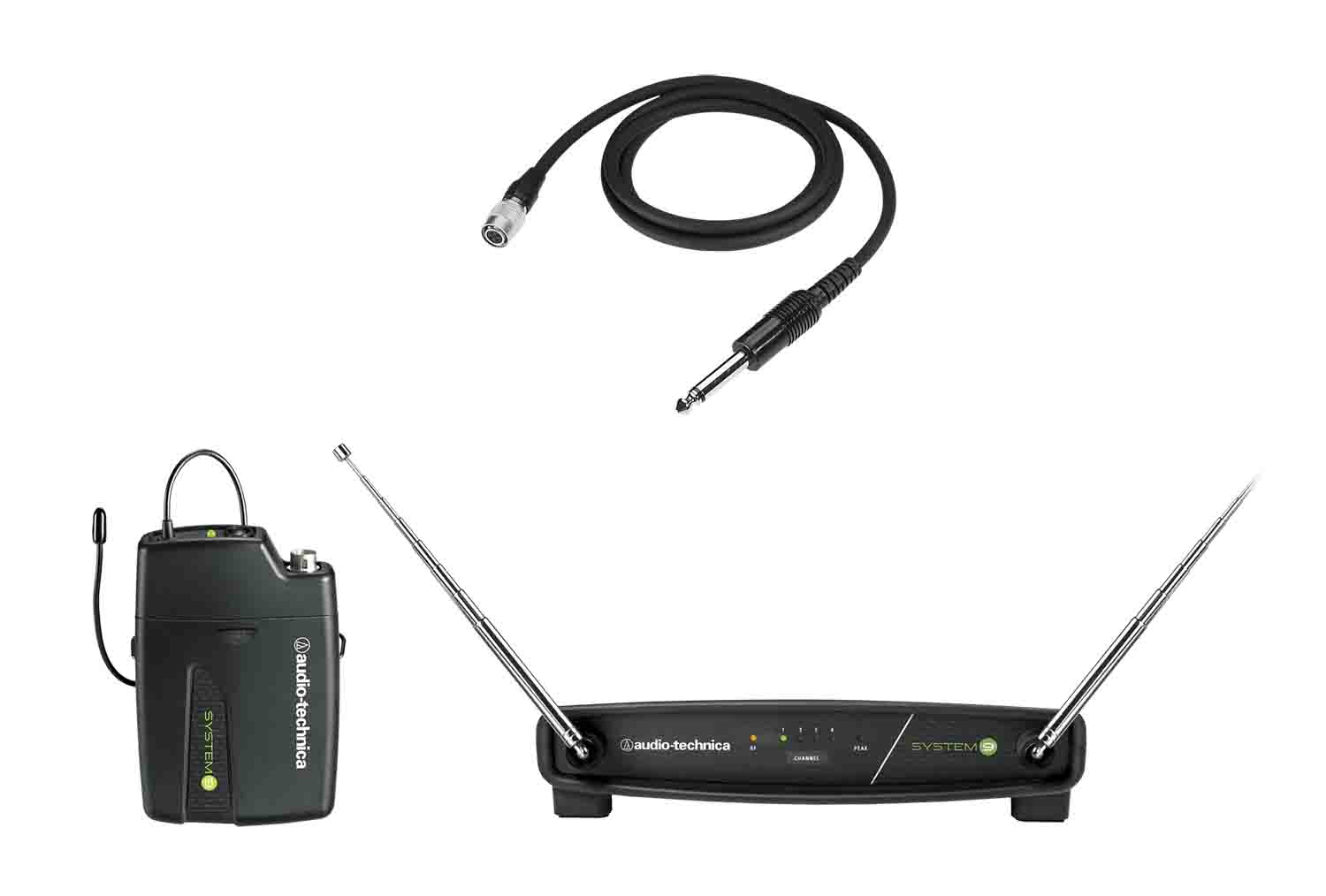 Audio Technica ATW-901A/G System 9 VHF Wireless Unipak System with AT-GcW Guitar, Instrument Input Cable - Hollywood DJ