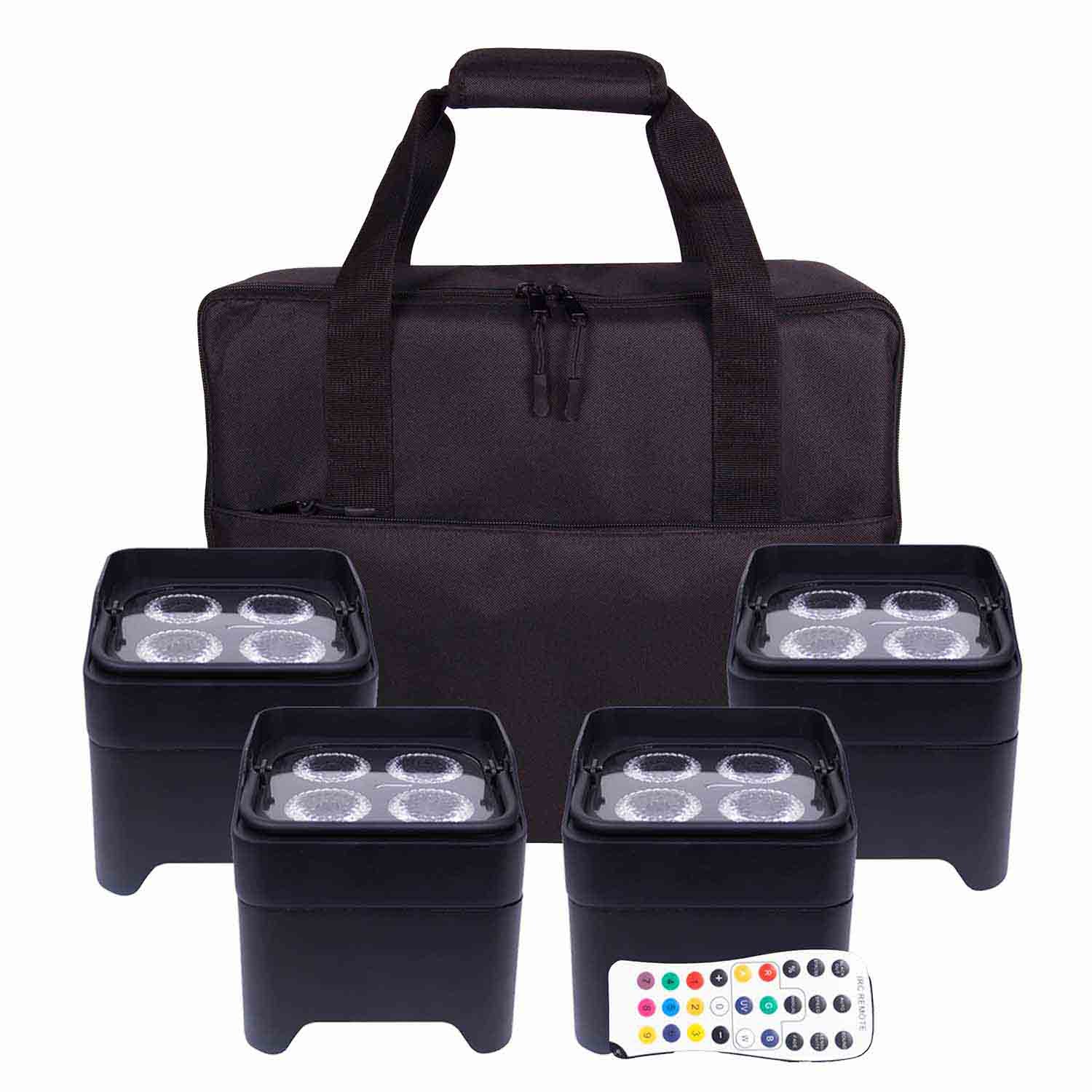 Colorkey CKW-6024 MobilePar Mini Hex 4 Bundle with Carrying Case - 4-Pack - Hollywood DJ