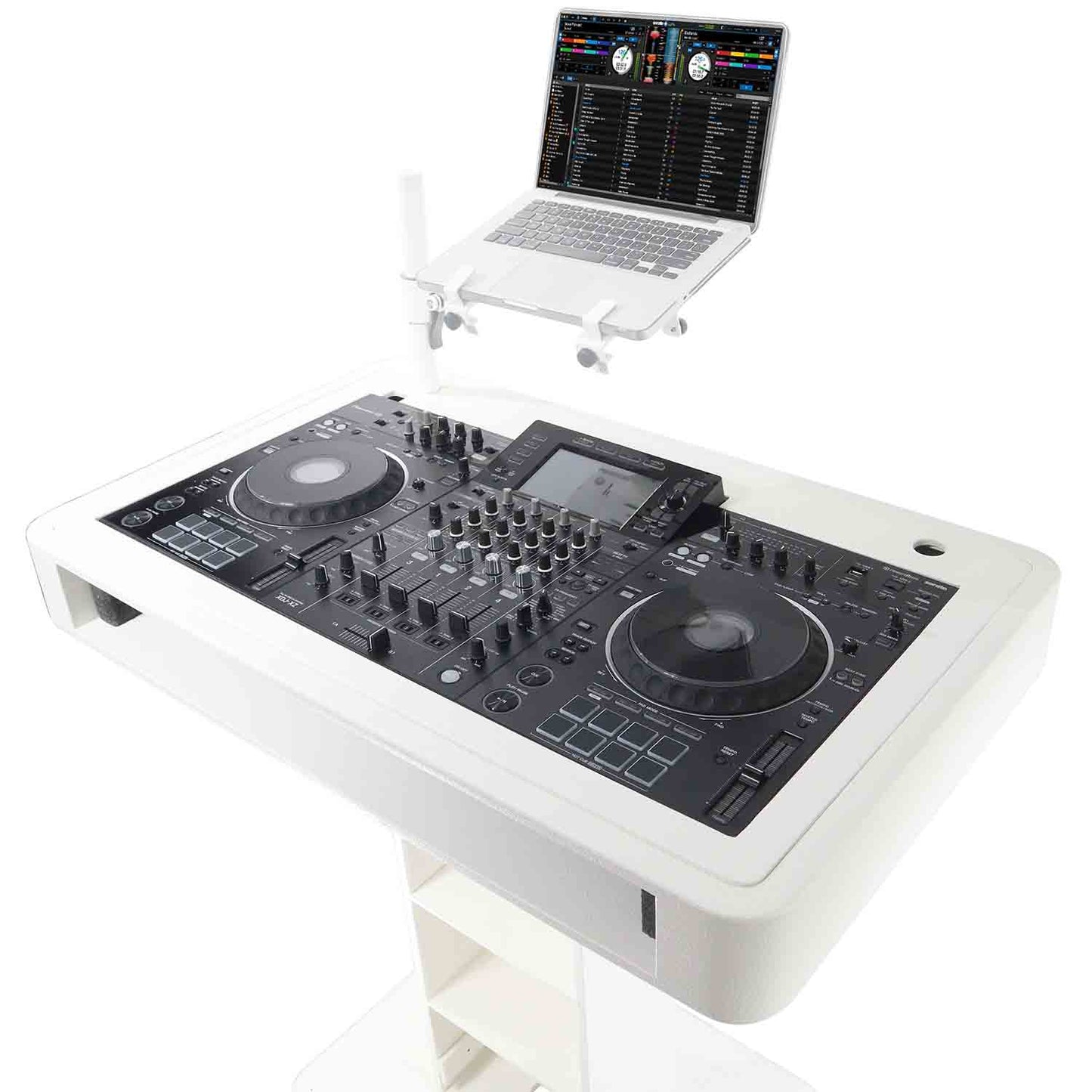Prox Rev7 Control Tower Podium with Case DJ Package - White - Hollywood DJ
