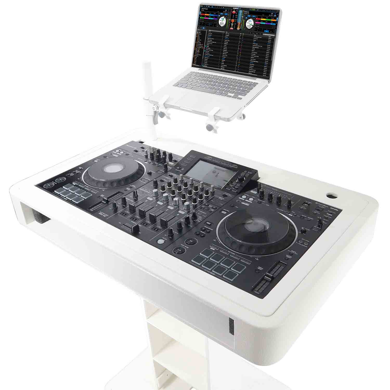 Prox Rev7 Control Tower Podium with Case DJ Package - White - Hollywood DJ
