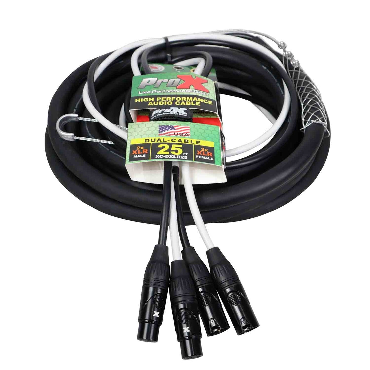 ProX XC-DXLR25 Balanced Dual XLR-M to Dual XLR-F High Performance Audio Cable - 25 Feet - Hollywood DJ