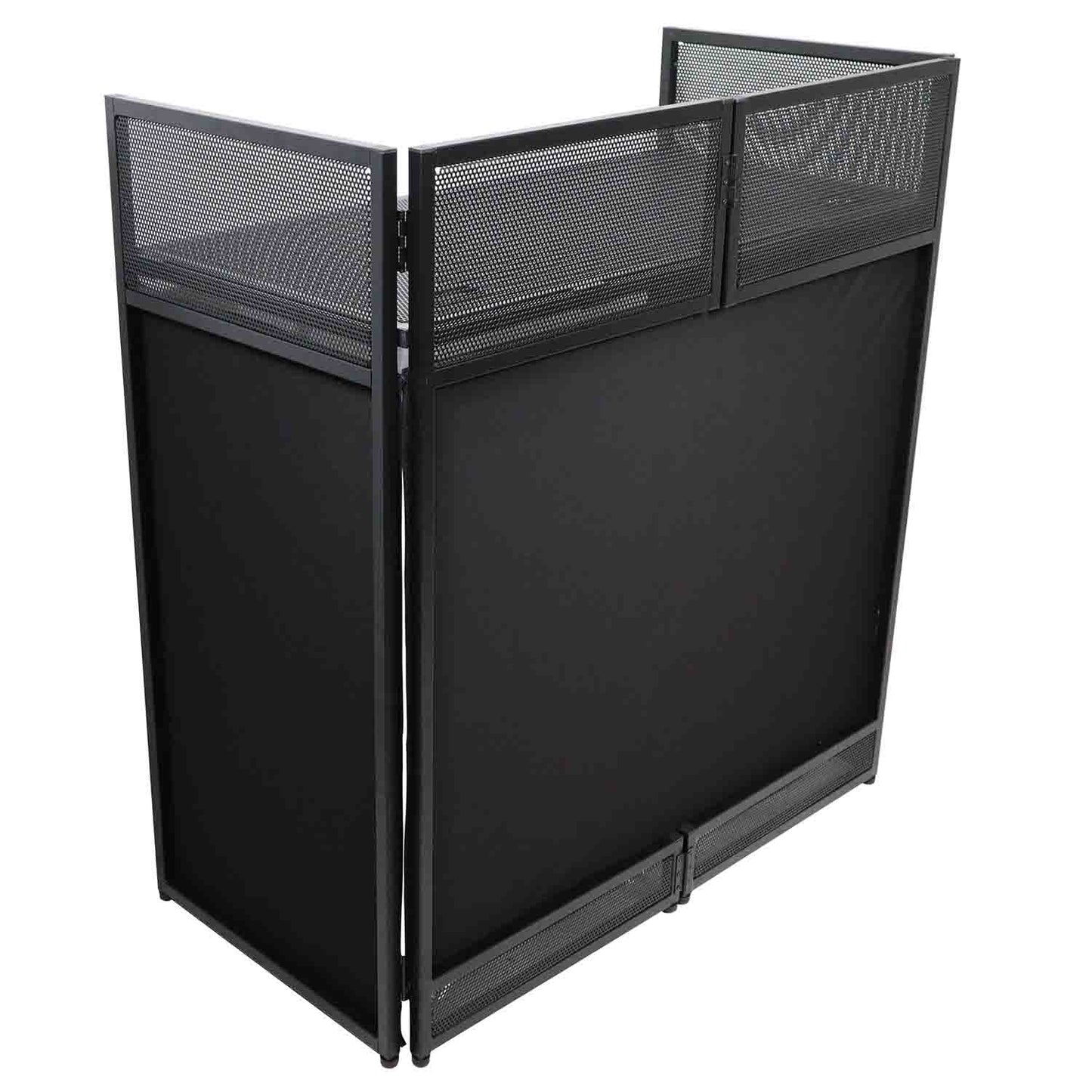 ProX XF-VISTA BL VISTA DJ Booth Facade Table Station with White/Black Scrim kit and Padded Travel Bag - Hollywood DJ