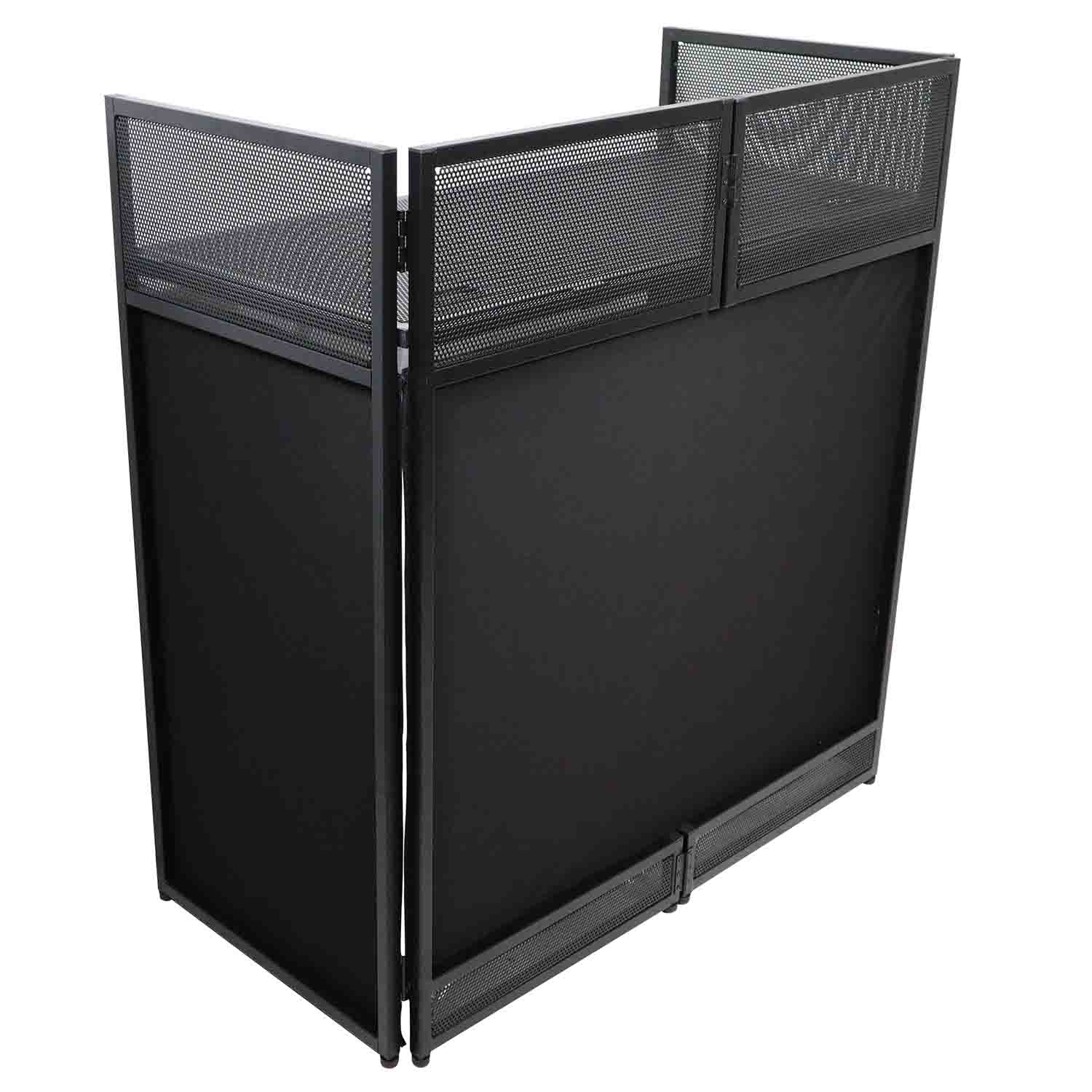 ProX XF-VISTA BL VISTA DJ Booth Facade Table Station with White/Black Scrim kit and Padded Travel Bag - Hollywood DJ
