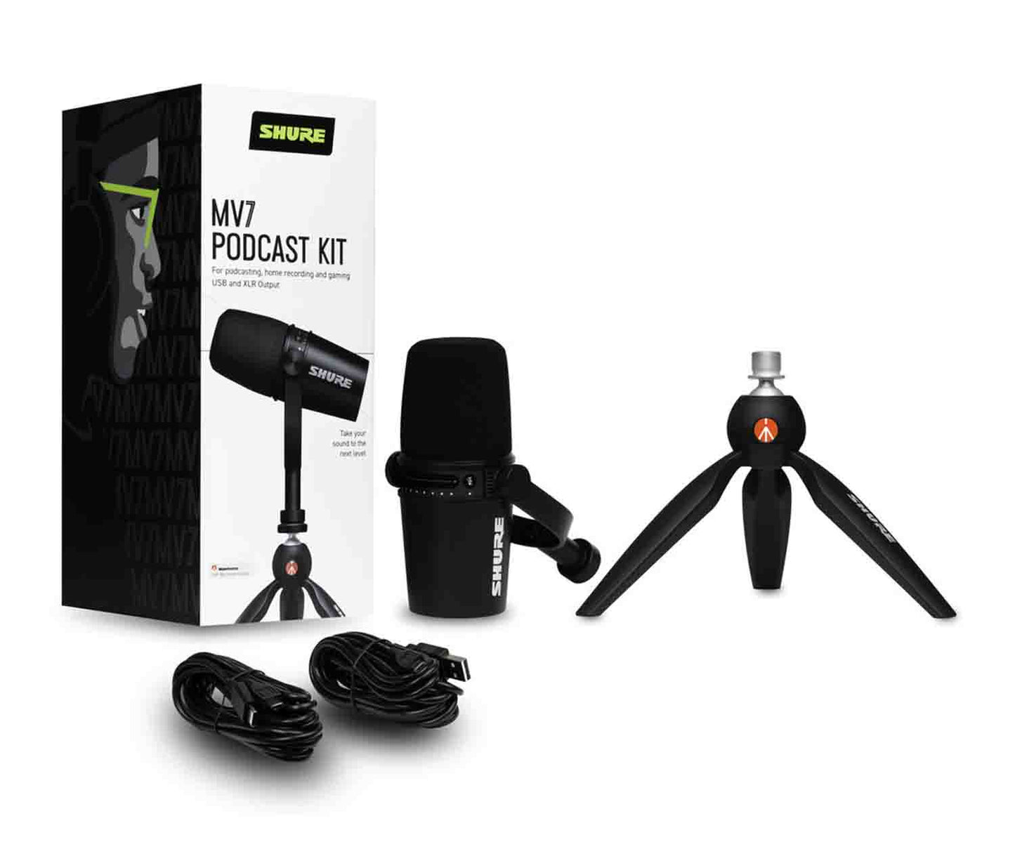 Shure MV7-K-BNDL Podcast Microphone Bundle - Black - Hollywood DJ