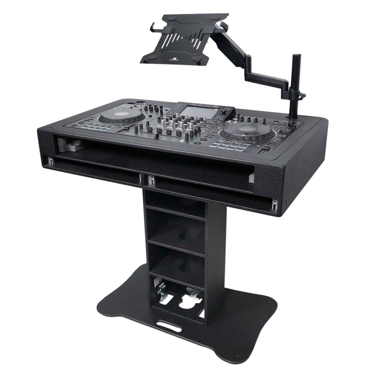 ProX XZF-DJCT BL 2U CASE Control Tower DJ Stand with 2x 1U Rack, Laptop Arm, and Travel Cases for Pioneer XDJ-XZ, DDJ-1000 SRT, RANE One and SX3 - Black - Hollywood DJ