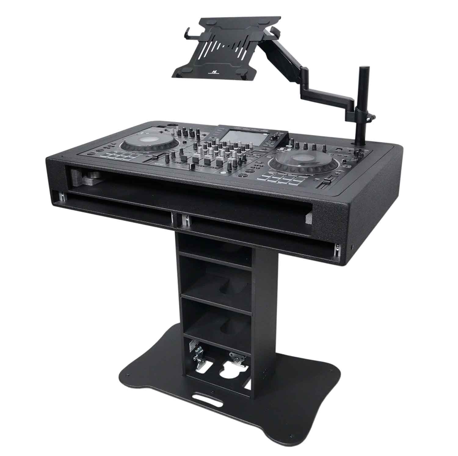 ProX XZF-DJCT BL 2U CASE Control Tower DJ Stand with 2x 1U Rack, Laptop Arm, and Travel Cases for Pioneer XDJ-XZ, DDJ-1000 SRT, RANE One and SX3 - Black - Hollywood DJ