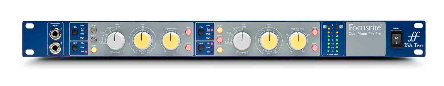 Focusrite Pro ISA Two Rackmount 2-Channel Microphone Preamp - Hollywood DJ