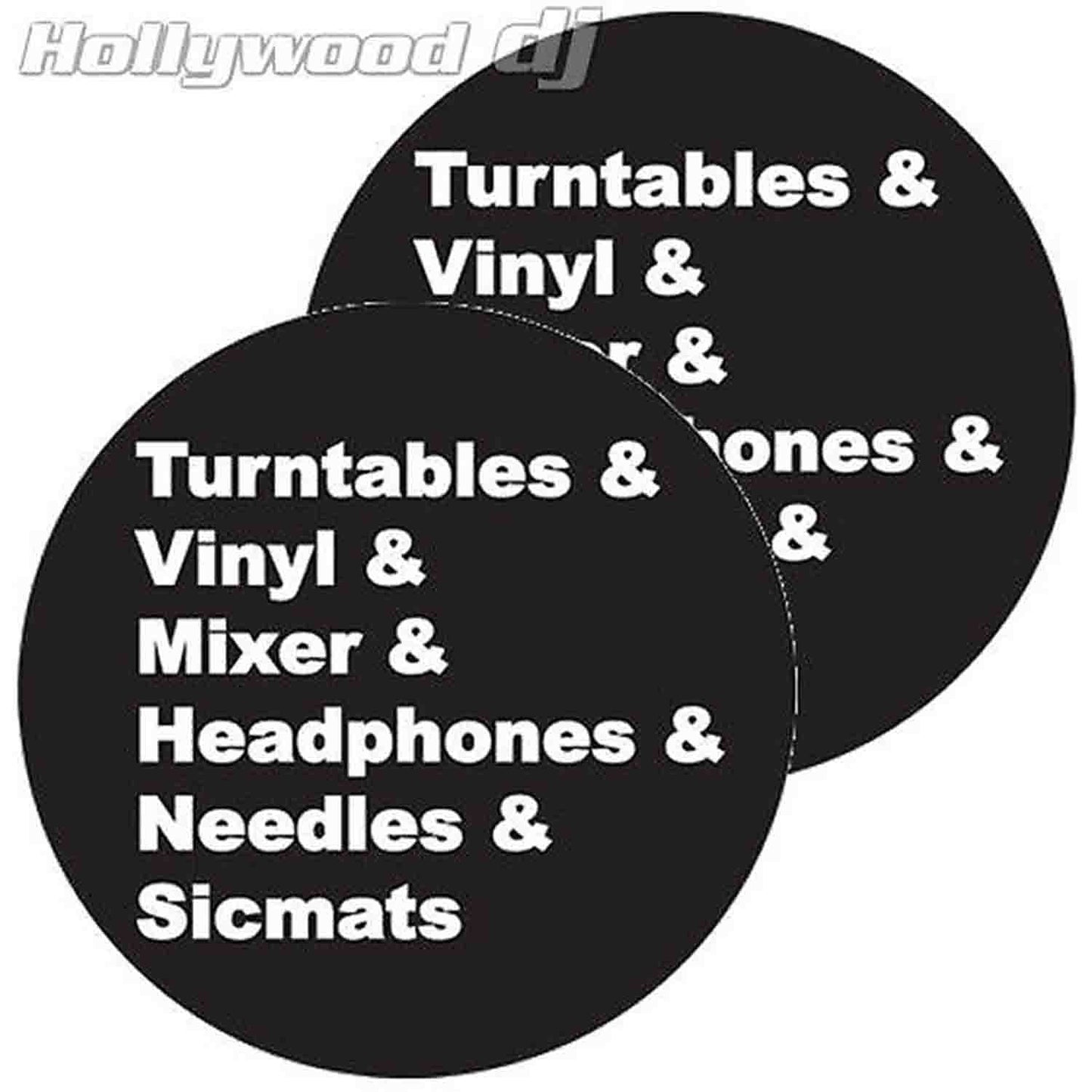 Sicmats DJ Turntable Slipmats 'ESSENTIALS' Slip Mat Set Sic Mats - Pair - Hollywood DJ