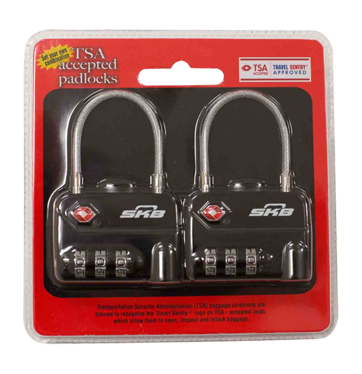 SKB Cases 1SKB-PDL-C TSA Combination Cable Padlocks - Hollywood DJ