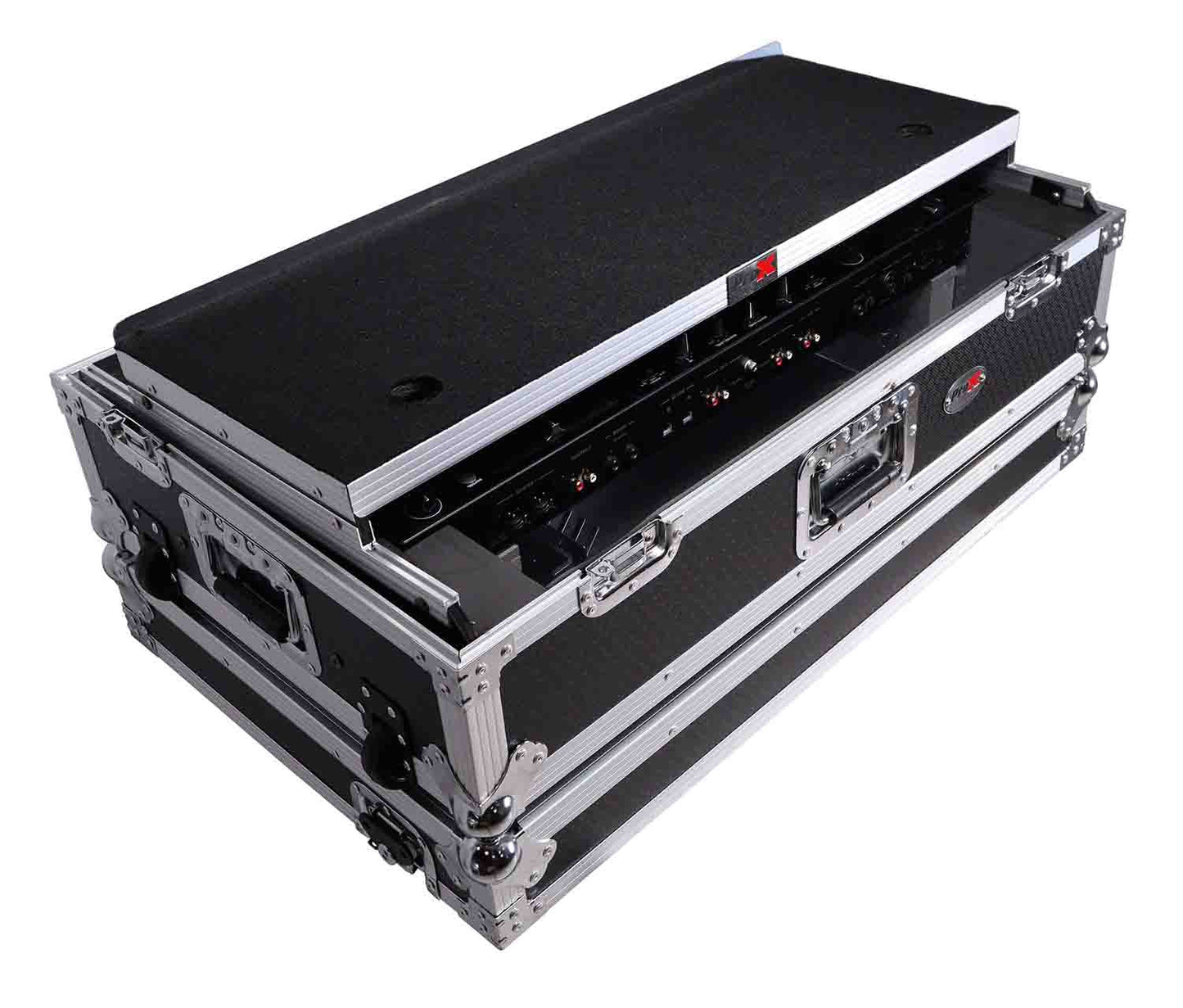 PROX XS-REV71K2U WLT LED ATA Style Flight Case for Pioneer DDJ-REV7 DJ Controller with 2U Rack Space Laptop Shelf Wheels LED - Hollywood DJ