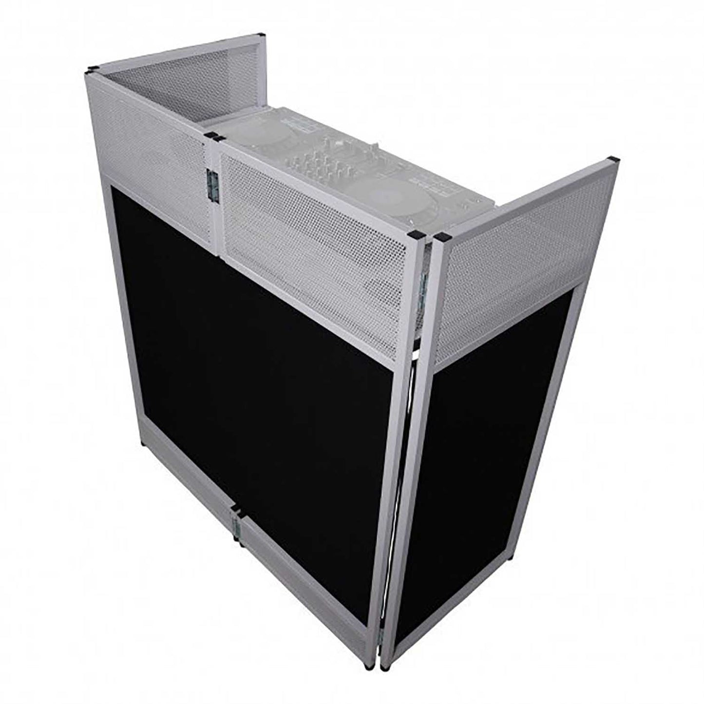 ProX XF-VISTA WH VISTA White DJ Booth Facade Table Station with White/Black Scrim Kit and Padded Travel Bag - Hollywood DJ