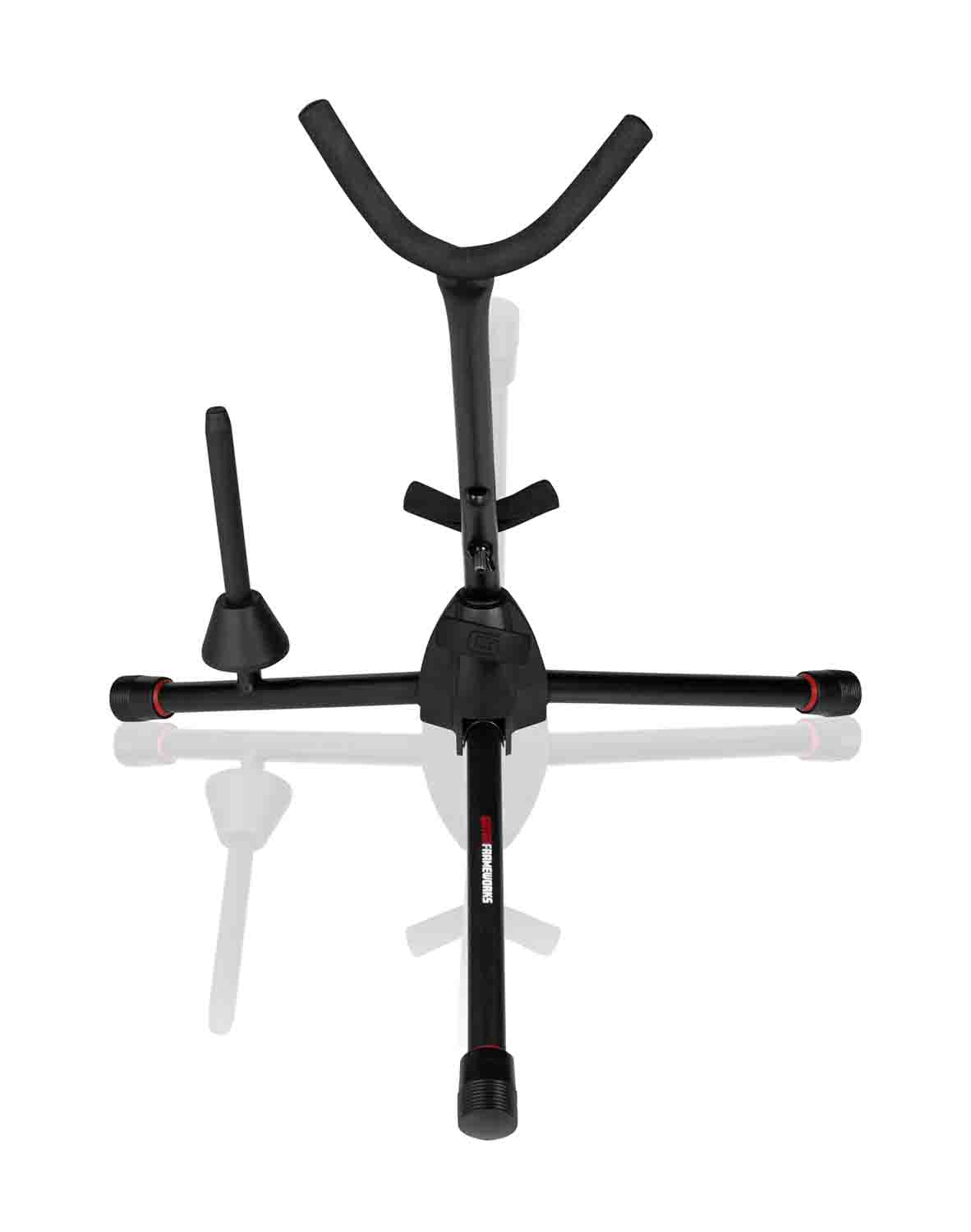 Gator GFW-BNO-SAXFLU, Tripod Stand for Alto or Tenor Sax with Clarinet/Flute Peg Attachment - Hollywood DJ