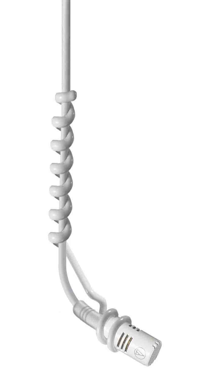 Audio Technica ES933PMWH Miniature Hyper cardioid Condenser Hanging Microphone with Plate-Mount Power Module - White - Hollywood DJ