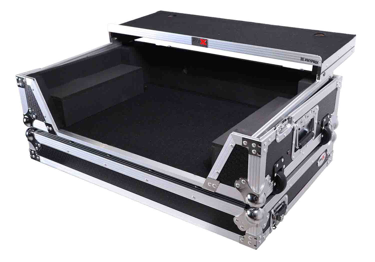 PROX XS-REV71K2U WLT LED ATA Style Flight Case for Pioneer DDJ-REV7 DJ Controller with 2U Rack Space Laptop Shelf Wheels LED - Hollywood DJ