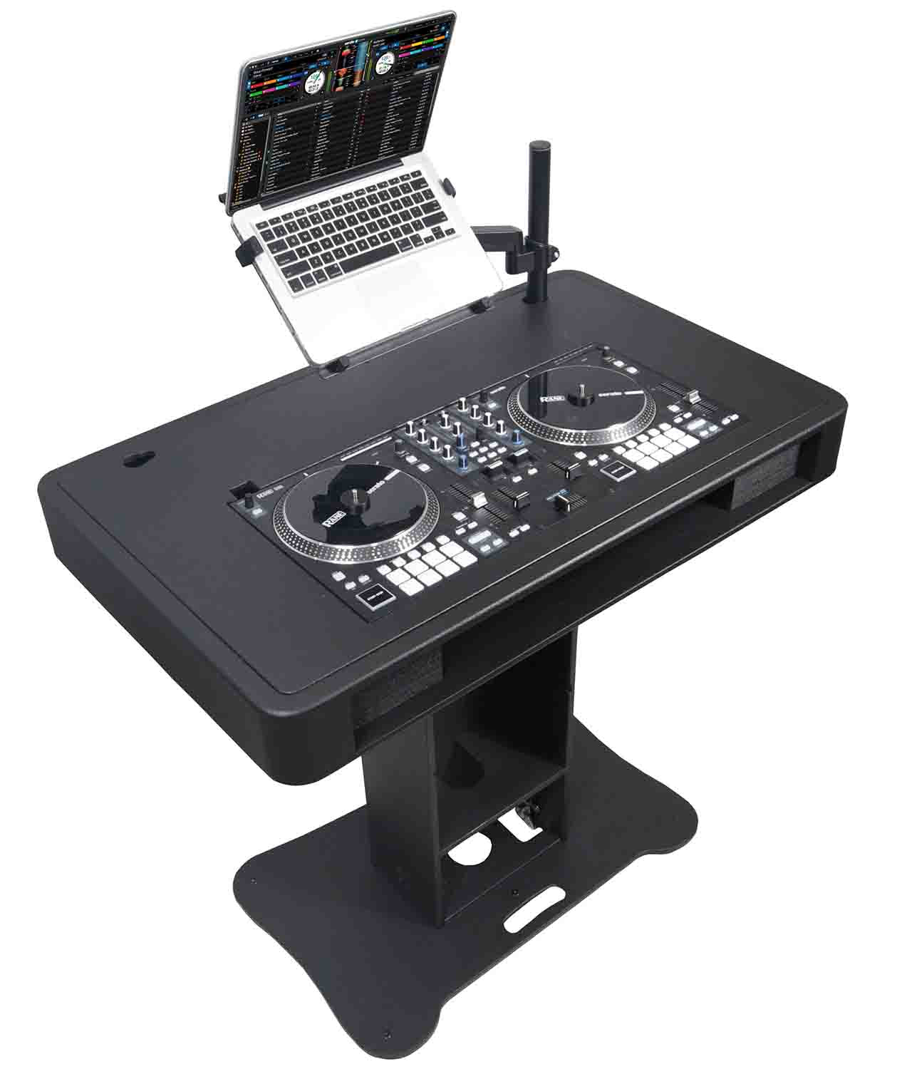 ProX XZF-DJCT BL CASE Control Tower DJ Stand with Laptop Arm, Travel Cases for Pioneer XDJ-XZ, DDJ-1000 SRT, RANE ONE, and SX3 - Black Finish - Hollywood DJ