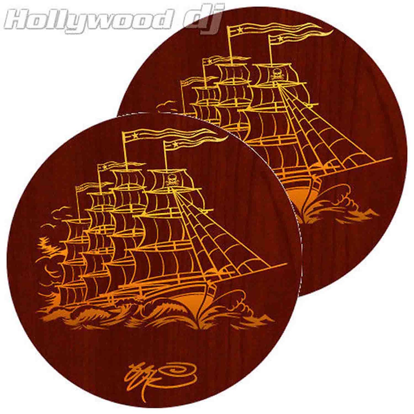 Sicmats DJ Turntable Slipmats 'WOODEN SHIP' By SSUR Sic Mats Slip Mats Rare - Pair - Hollywood DJ