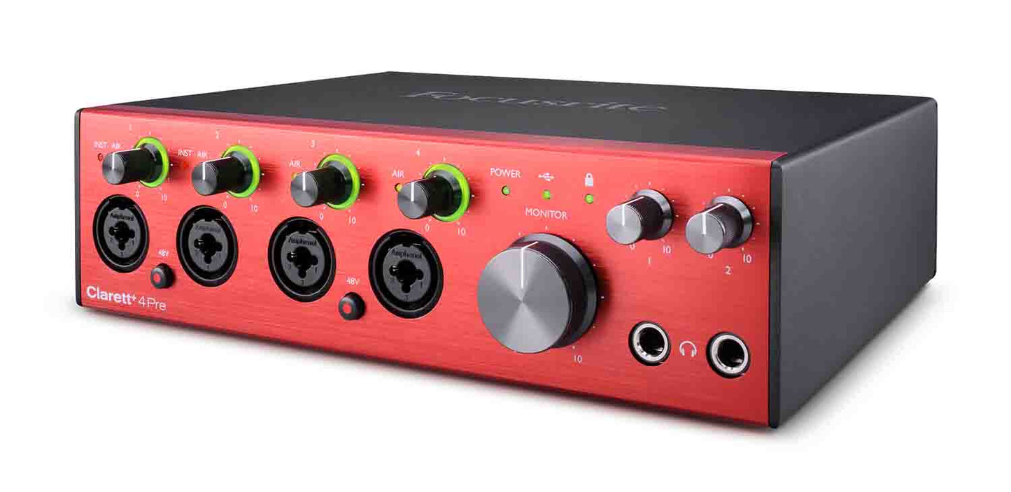 Focusrite Clarett+ 4Pre Desktop 18x8 USB Type-C Audio/MIDI Interface - Hollywood DJ