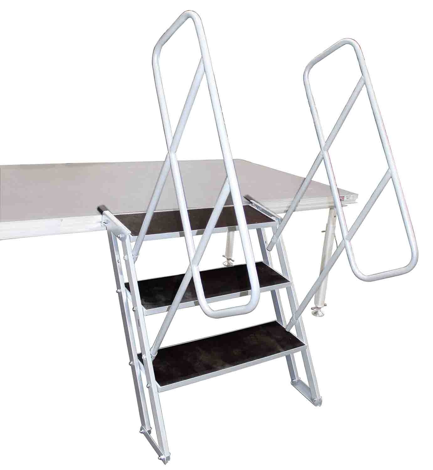 ProX XSQ-ST3 StageQ Heavy Duty Foldable 3 Step Unit with Rail - 18-28 Inch - Hollywood DJ