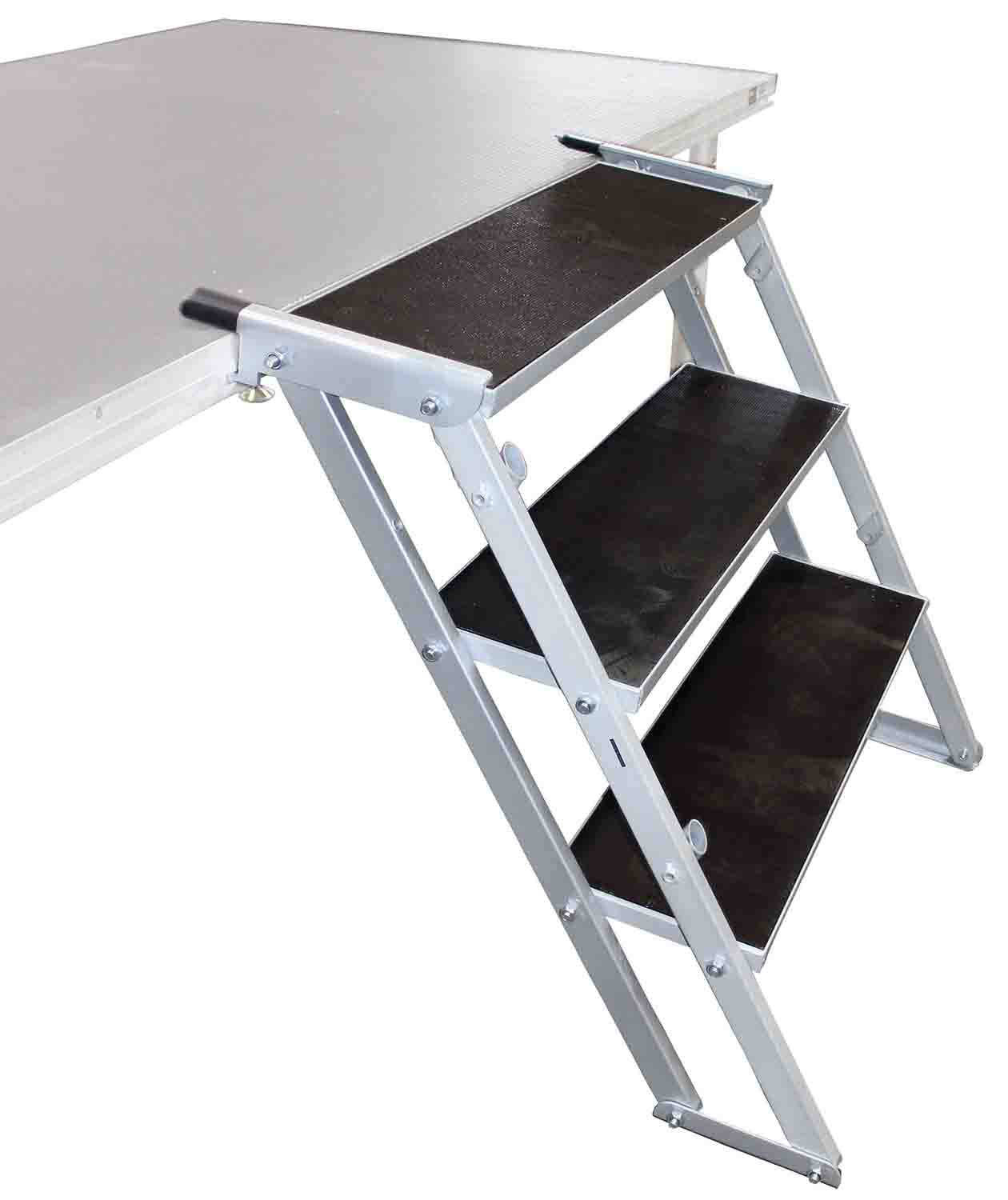 ProX XSQ-ST3 StageQ Heavy Duty Foldable 3 Step Unit with Rail - 18-28 Inch - Hollywood DJ