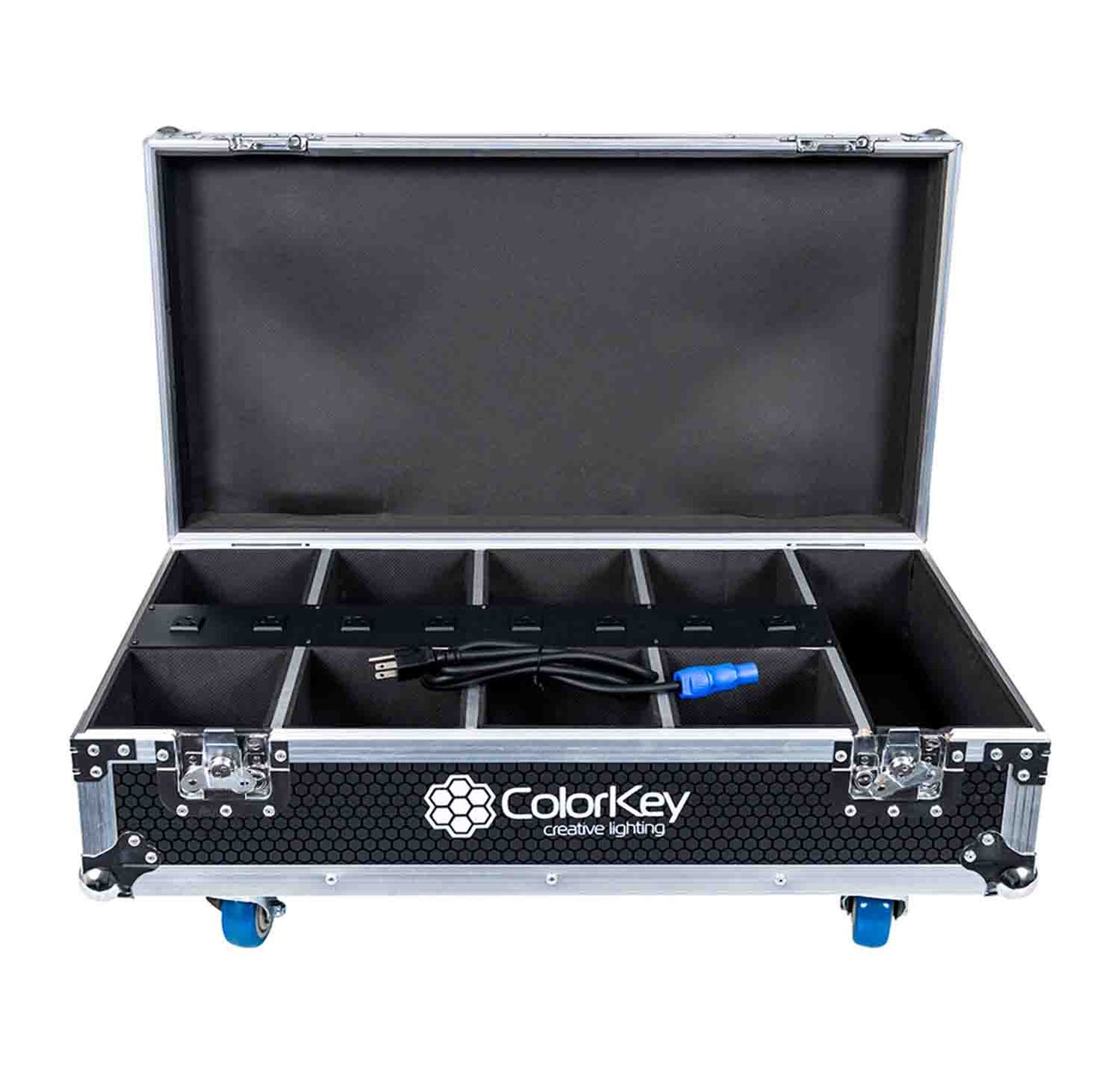 Colorkey CKW-6028-KIT, Mobilepar Mini Hex 4 8-Pack Bundle with Charging Road Case - Hollywood DJ