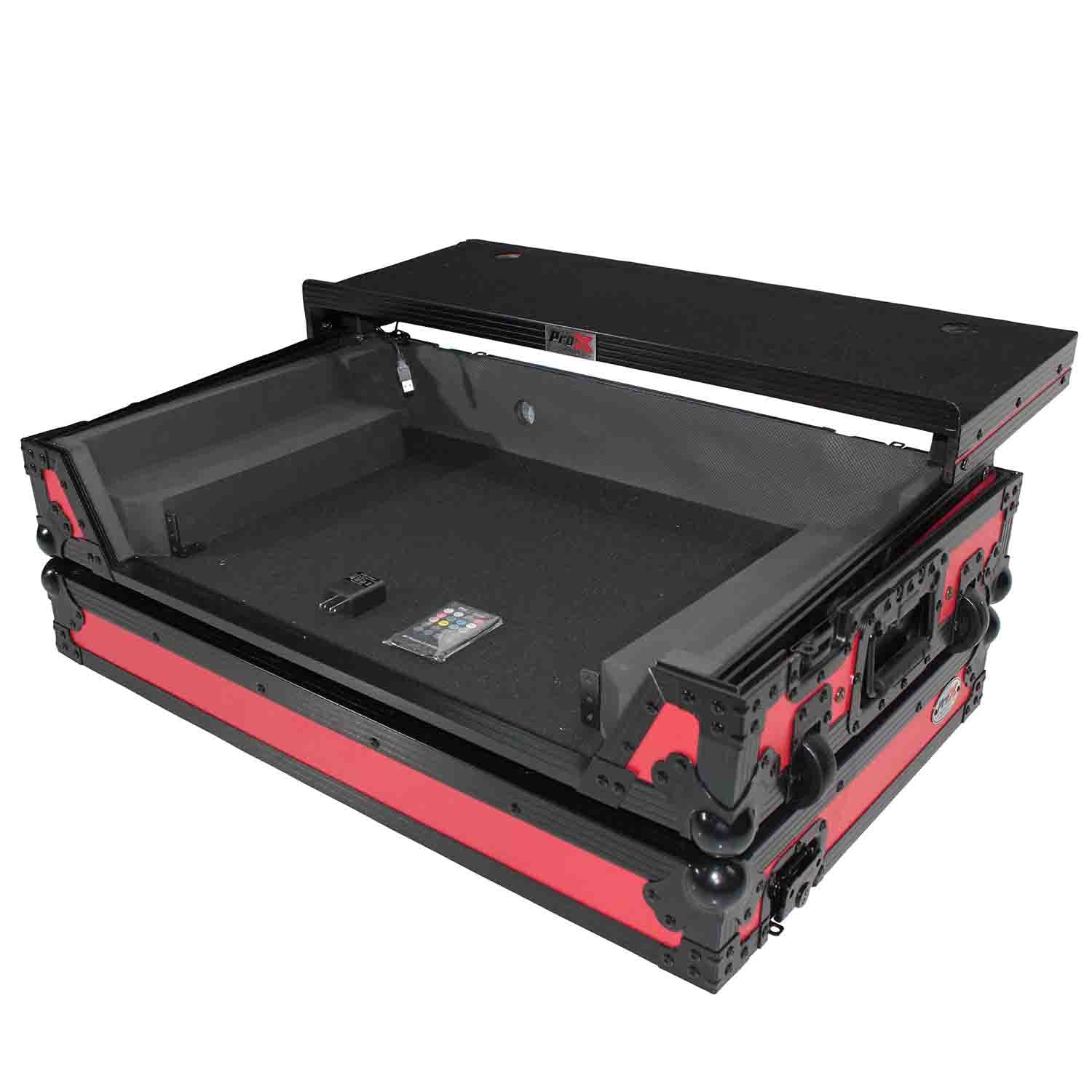 ProX XS-DDJ1000WLTRB DJ Flight Case for Pioneer DDJ-1000 & DDJ-1000 SRT Digital Controller - Black on Red - Hollywood DJ