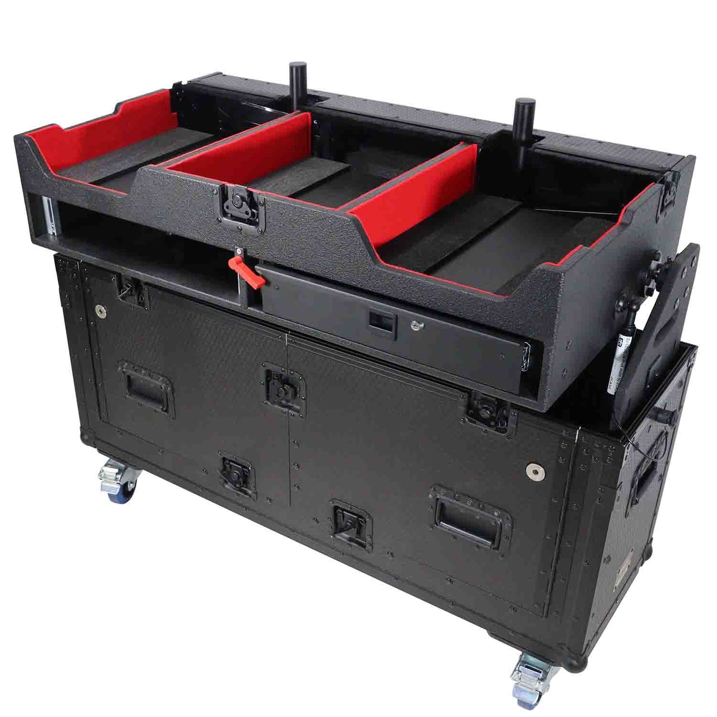 PROX XZF-CDM3K Flip-Ready Easy Retracting Hydraulic Lift Case for Pioneer CDJ-3000 and DJM-900 NXS2 System - Hollywood DJ