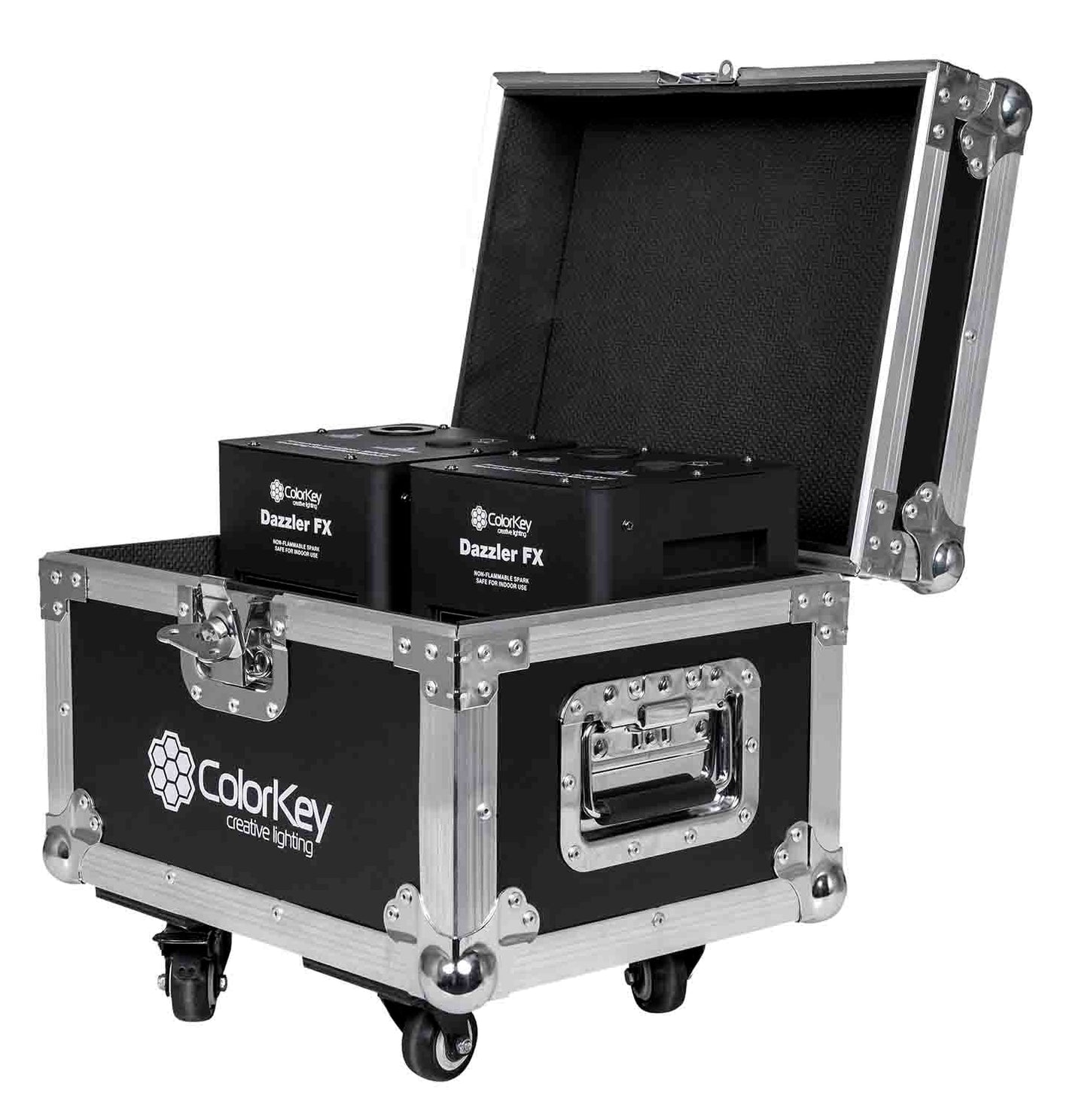 Colorkey CKU-7702-KIT Cold Spark Machine Bundle 2 Dazzlers with Road Case - Black - Hollywood DJ