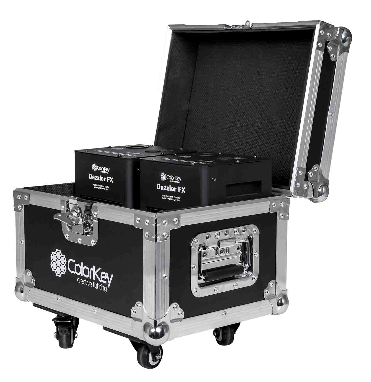 Colorkey CKU-7702-KIT Cold Spark Machine Bundle 2 Dazzlers with Road Case - Black - Hollywood DJ