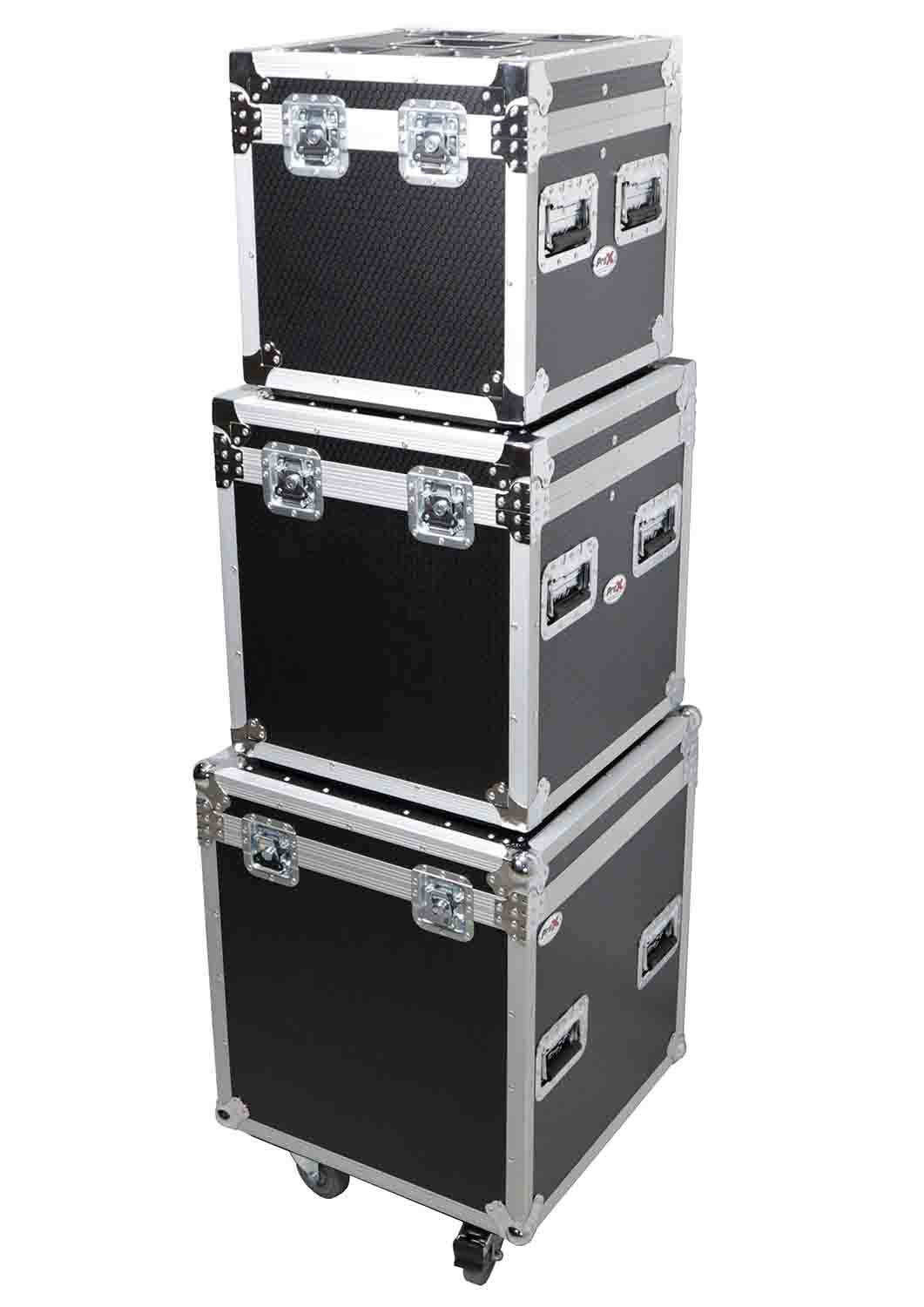 ProX XS-UTL49 PKG3, ATA Style Road Cases Large, Medium and Small Size with Wheels - Package of 3 - Hollywood DJ