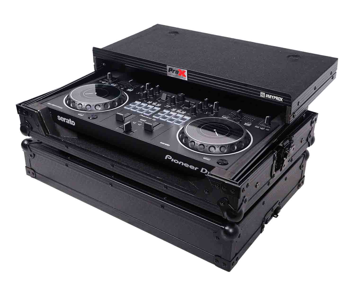 ProX X-DDJREV1LTBL Flight Case for Pioneer DDJ-REV1 Digital Controller with Sliding Laptop Shelf - Black on Black - Hollywood DJ