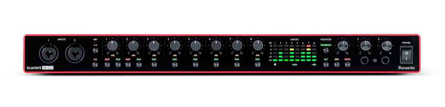 Focusrite Scarlett 18i20 Rackmount 18x20 USB Type-C Audio/MIDI Interface - 3rd Generation - Hollywood DJ