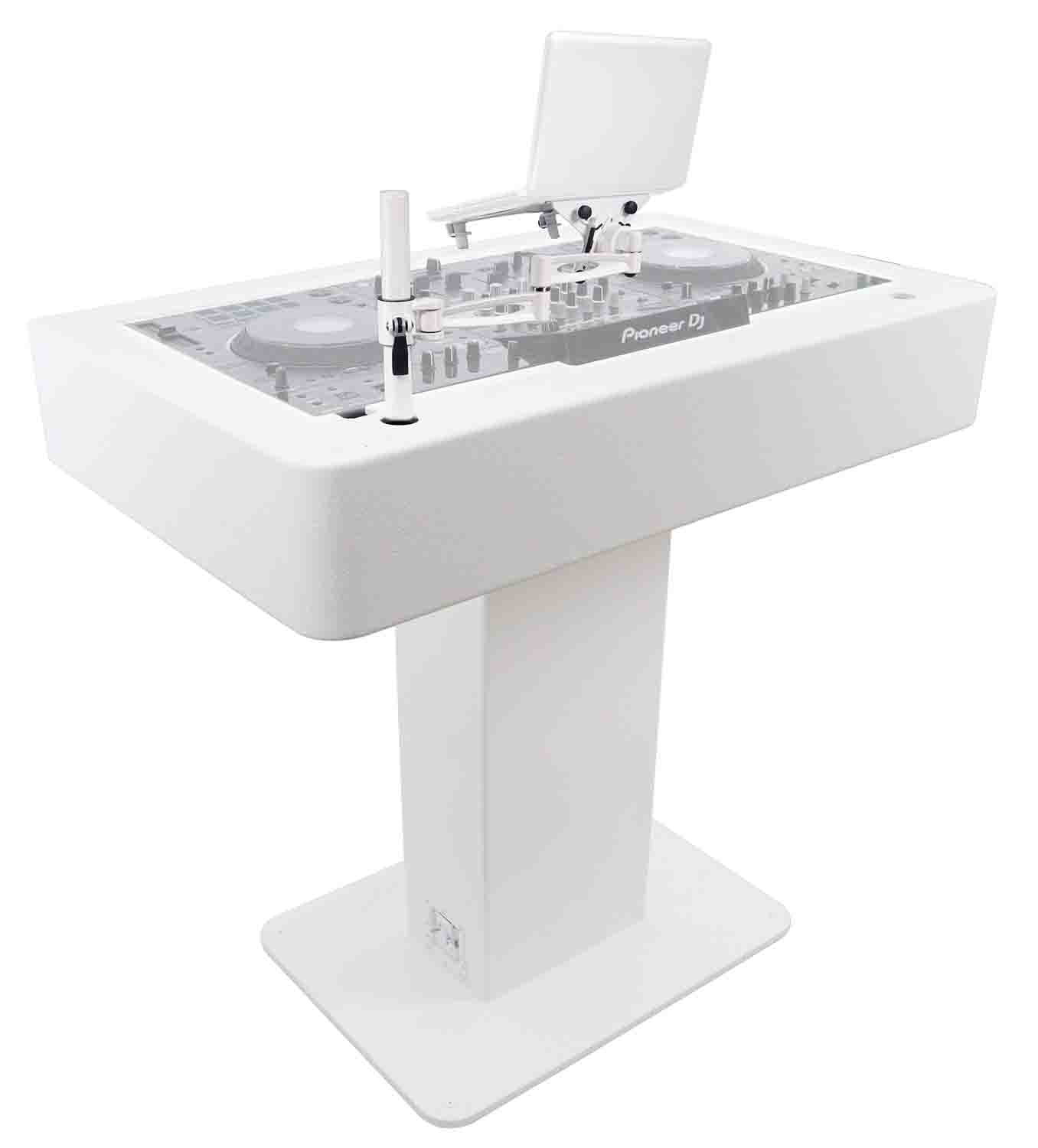 ProX Rev7 Control Tower Podium with 2x1U Rack Case DJ Package - White - Hollywood DJ