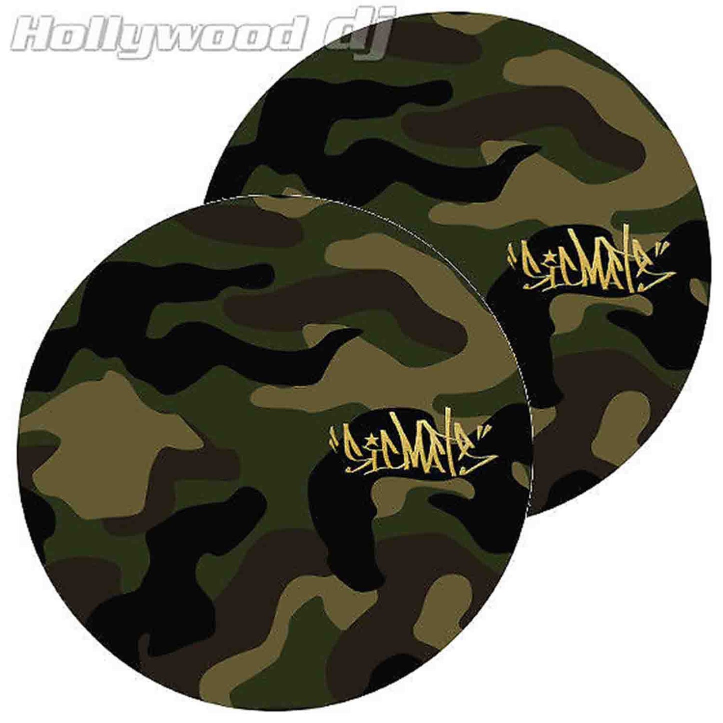 Sicmats DJ Turntable Slipmats 'CAMO' Slip Mat Set Sic Mats Rare - Pair - Hollywood DJ