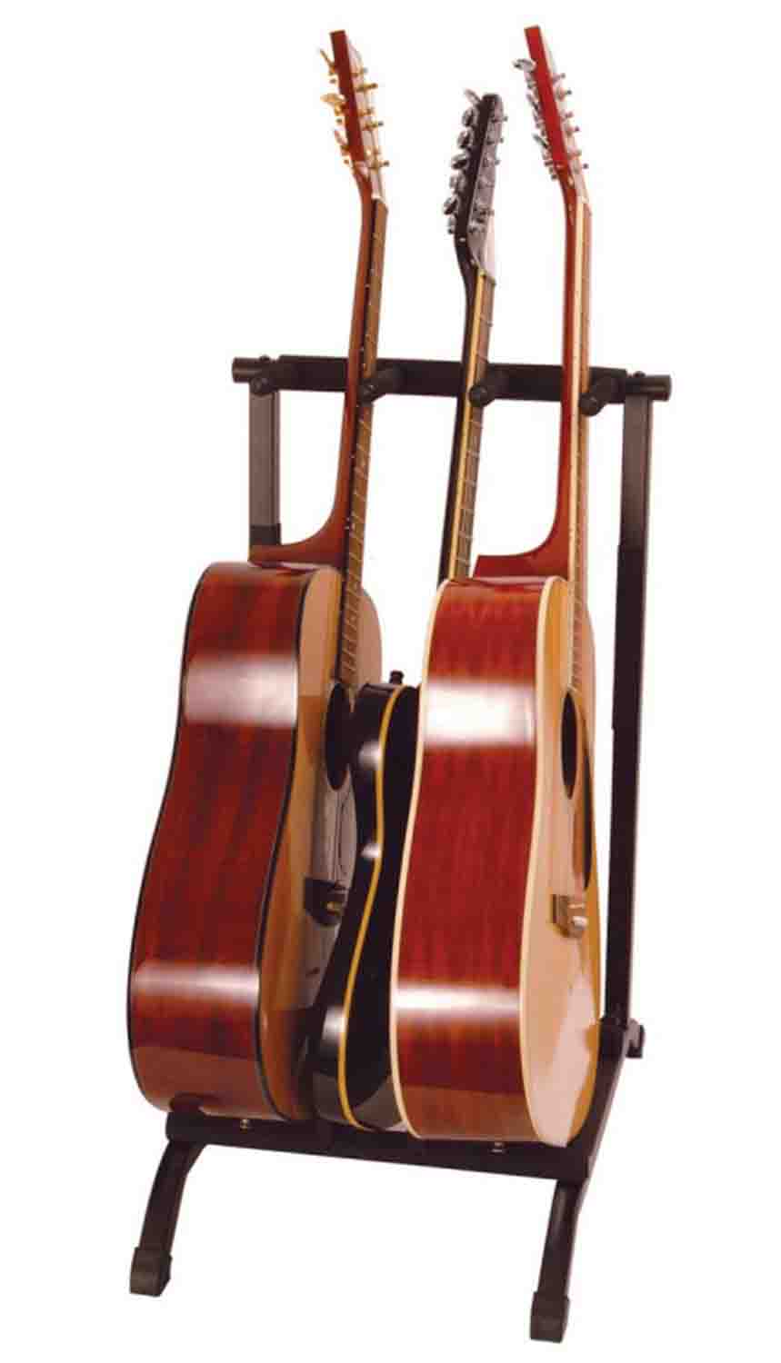OnStage GS7361 3-Space Foldable Multi-Guitar Rack - Black - Hollywood DJ