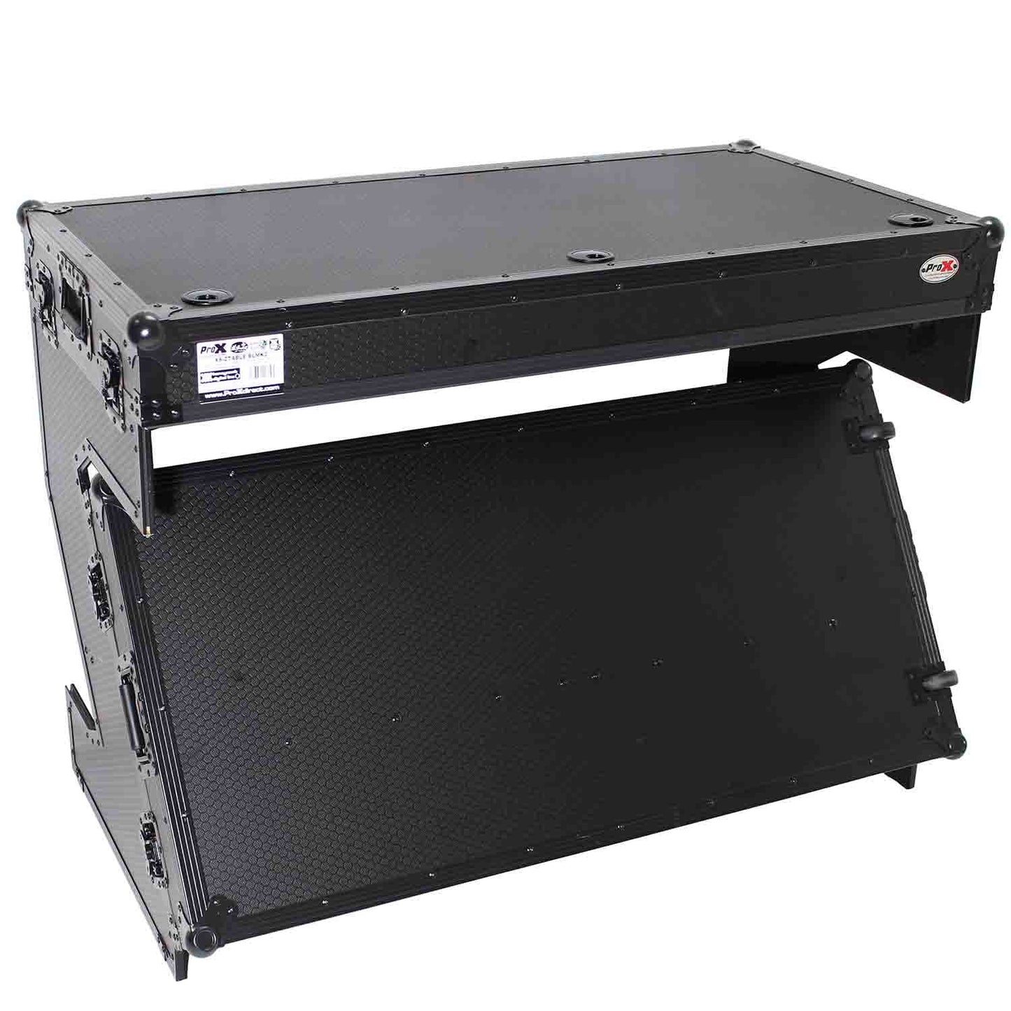 ProX XS-ZTABLEBL MK2 Flight Case Table, Z-Style DJ Table Workstation - Black on Black - Hollywood DJ