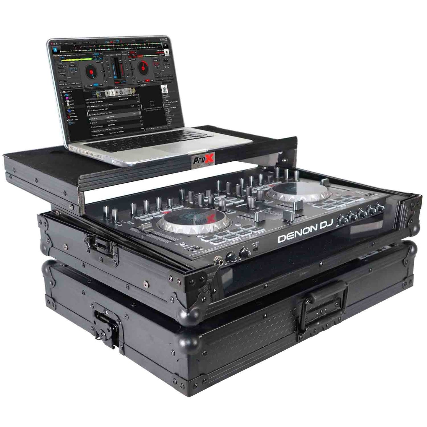 B-Stock: ProX X-DNMC4000LTBL, DJ Flight Case for Denon MC4000 Digital Controller with Laptop Shelf - Hollywood DJ