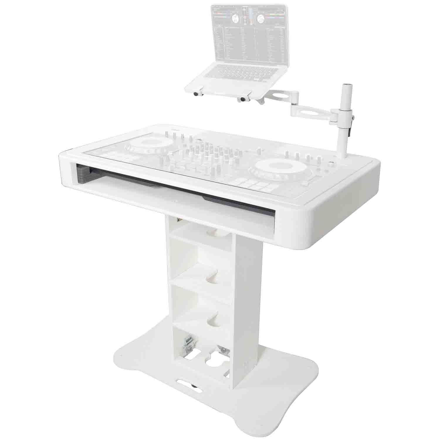 ProX XZF-DJCT W DJ Control Tower Travel Stand for PIONEER XDJ-XZ, DDJ-1000, DDJ-SX3 RANE One - White Finish - Hollywood DJ