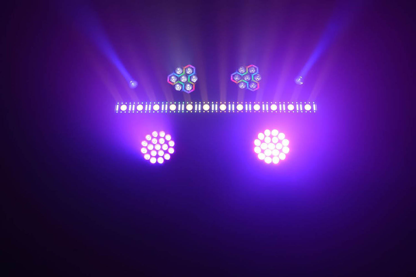 JMAZ Versa Flex Par TRON7, 7 x 10-Watt (RGBW) LEDs and 60 x 0.2 Watt RGB LEDs - Pair - Hollywood DJ