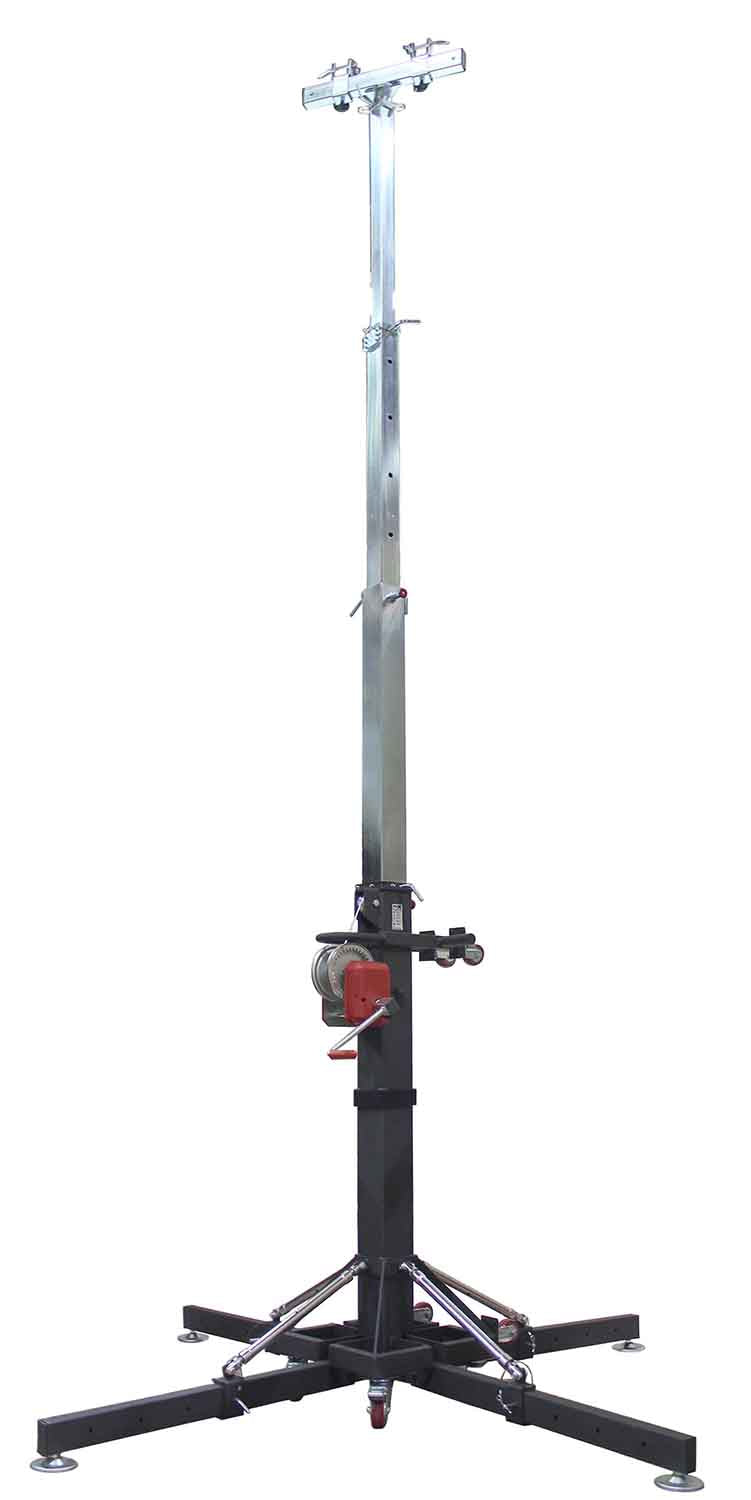 ProX XT-CRANK18FT-500 Lighting Heavy-Duty Crank Truss Stand 500 Lbs Capacity with Outriggers Center Load18'Includes T-Adapter Truss Mount - 18 Feet - Hollywood DJ